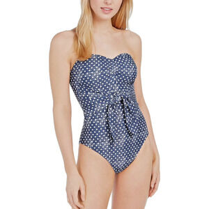 Revolve WeWoreWhat One Piece Swimsuit Size‎ Small Blue Star Tie Front Strapless